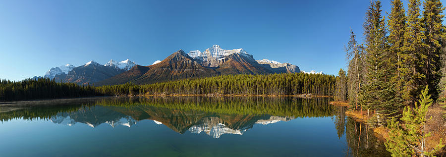 Reflection Of Mount Temple In Herbert Photograph by Panoramic Images ...