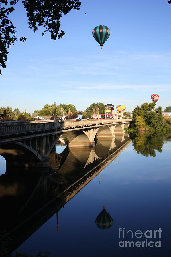 Reflection of Prosser Bridge and Balloons Photograph by Carol Groenen