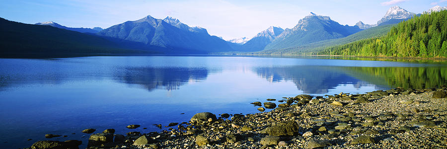 Glacier National Park Photograph - Reflection Of Rocks In A Lake, Mcdonald by Panoramic Images