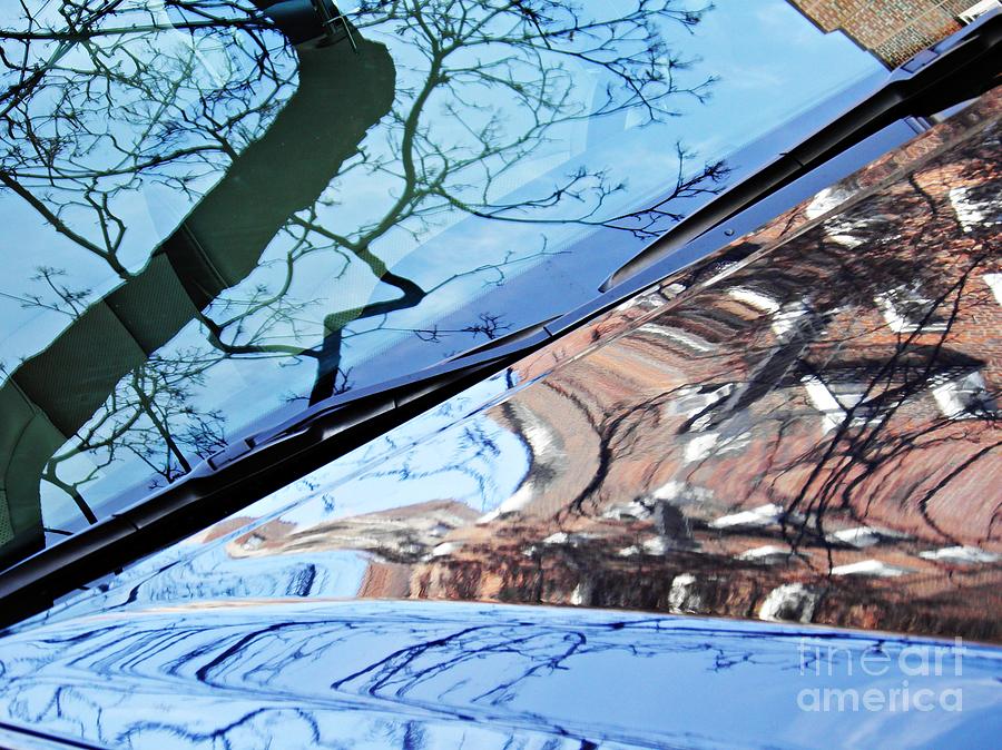 Car Photograph - Reflection on a Parked Car 10 by Sarah Loft