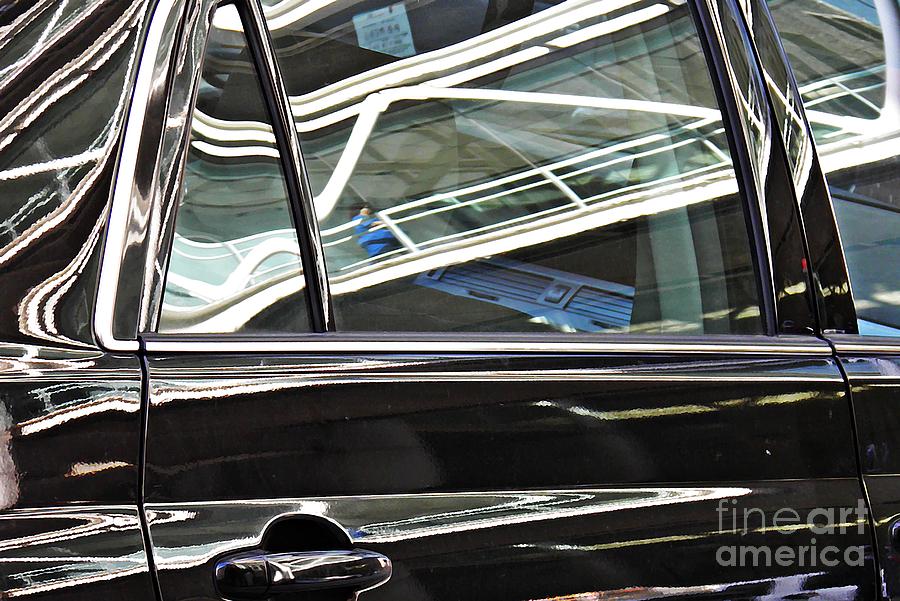 Car Photograph - Reflection on a Parked Car 3 by Sarah Loft