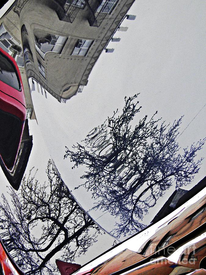 Car Photograph - Reflection on a Parked Car 5 by Sarah Loft