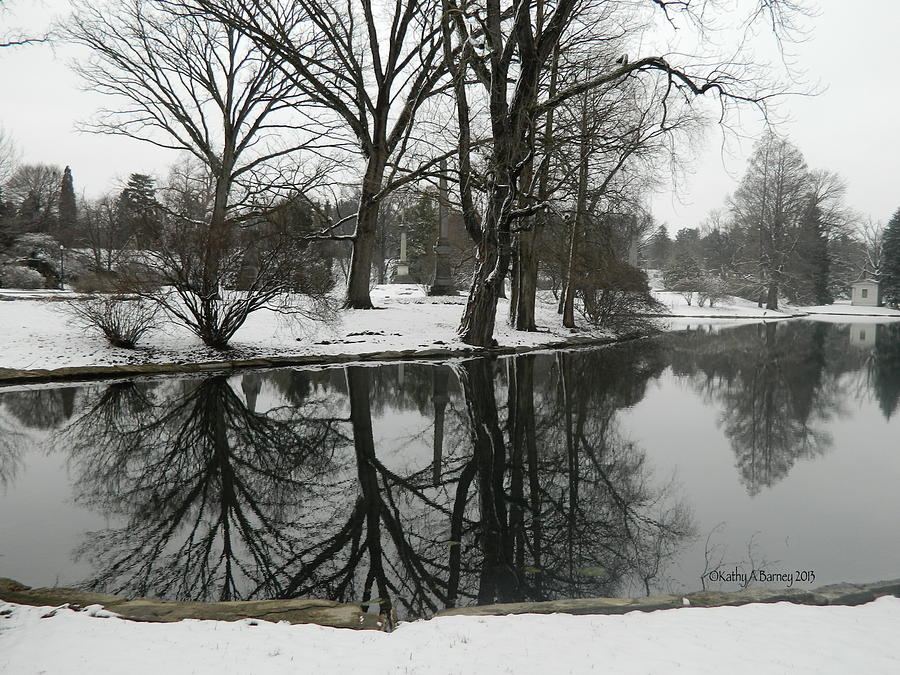 Reflection Pond Spring Grove Cemetery Photograph by Kathy Barney