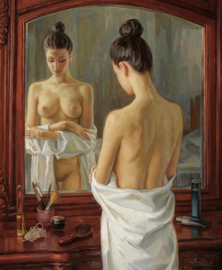 Female Nude Painting - Reflection by Serguei Zlenko