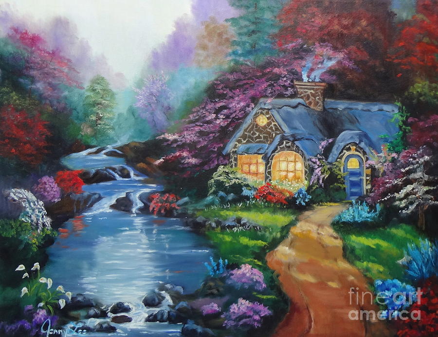 Reflections Cottage Painting by Jenny Lee