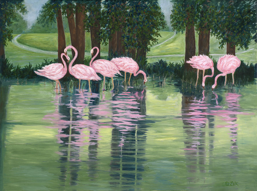 Reflections in Pink Painting by Karen Zuk Rosenblatt