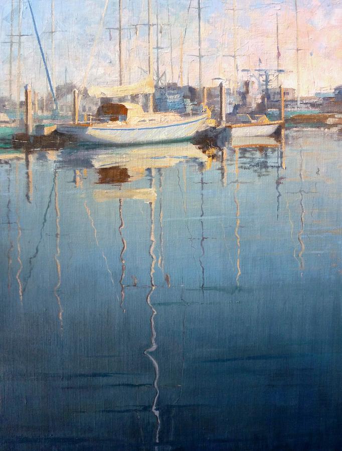 Reflections in the Harbor Painting by Sharon Weaver