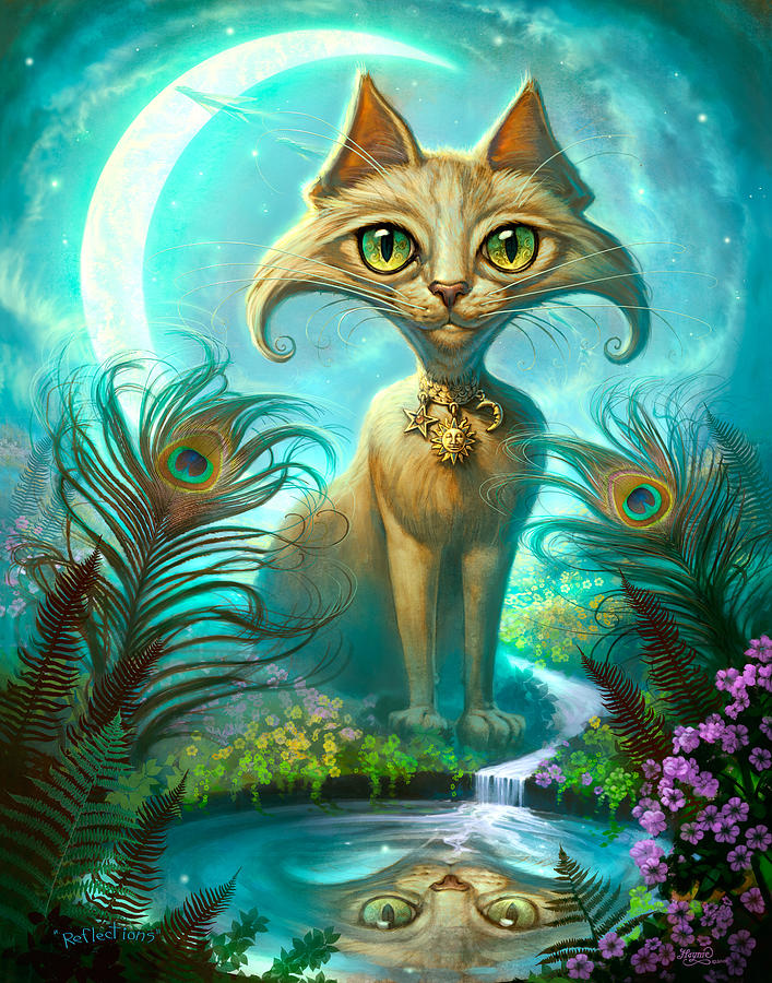 Cat Painting - Reflections by Jeff Haynie
