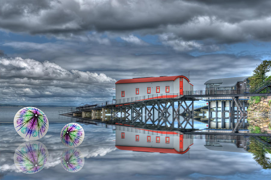 Reflections Lifeboat Houses and Smoke Cones Photograph by Steve Purnell