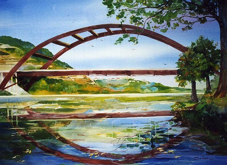 Reflections of 360 Bridge Painting by Sue Kemp