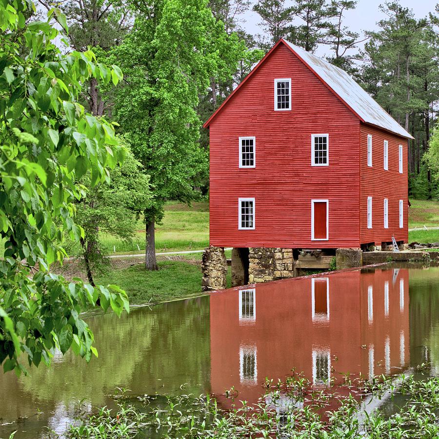 Reflections of a Retired Grist Mill - Square Photograph by Gordon Elwell