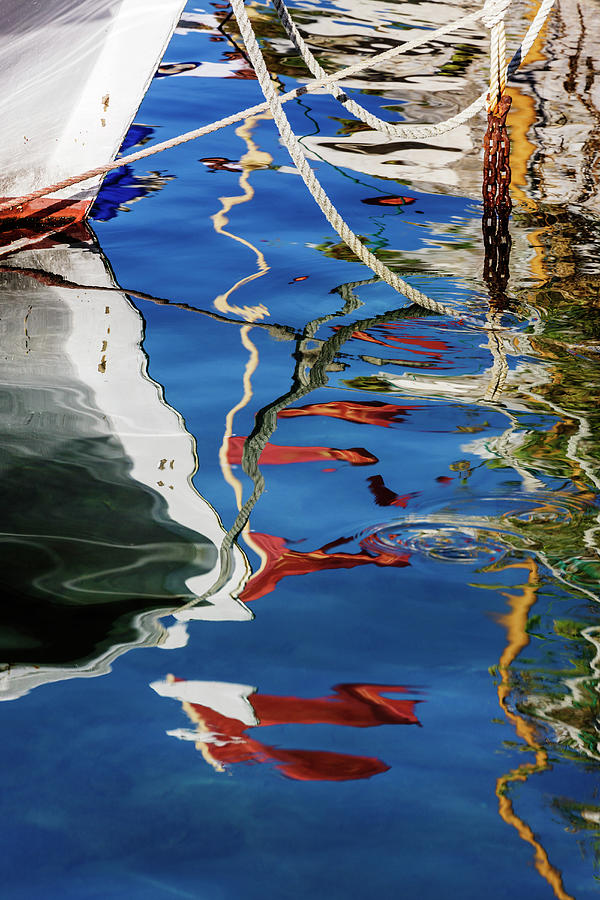 Reflections Of Boats In Harbor Photograph by Pixelchrome Inc