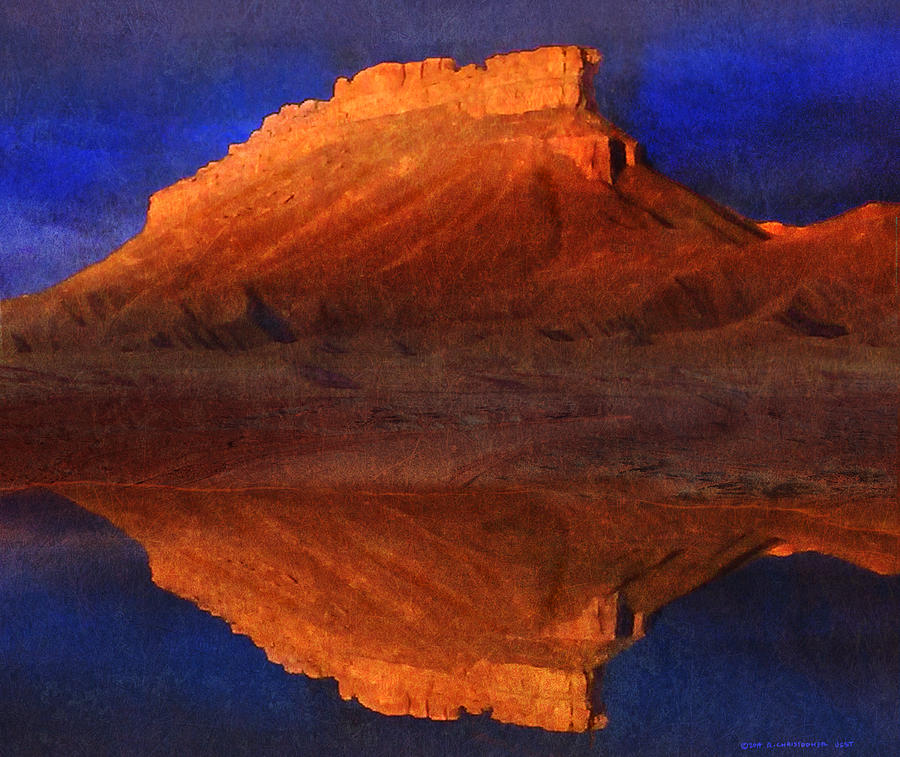 Horse Painting - Reflections Of Miner Butte by R christopher Vest