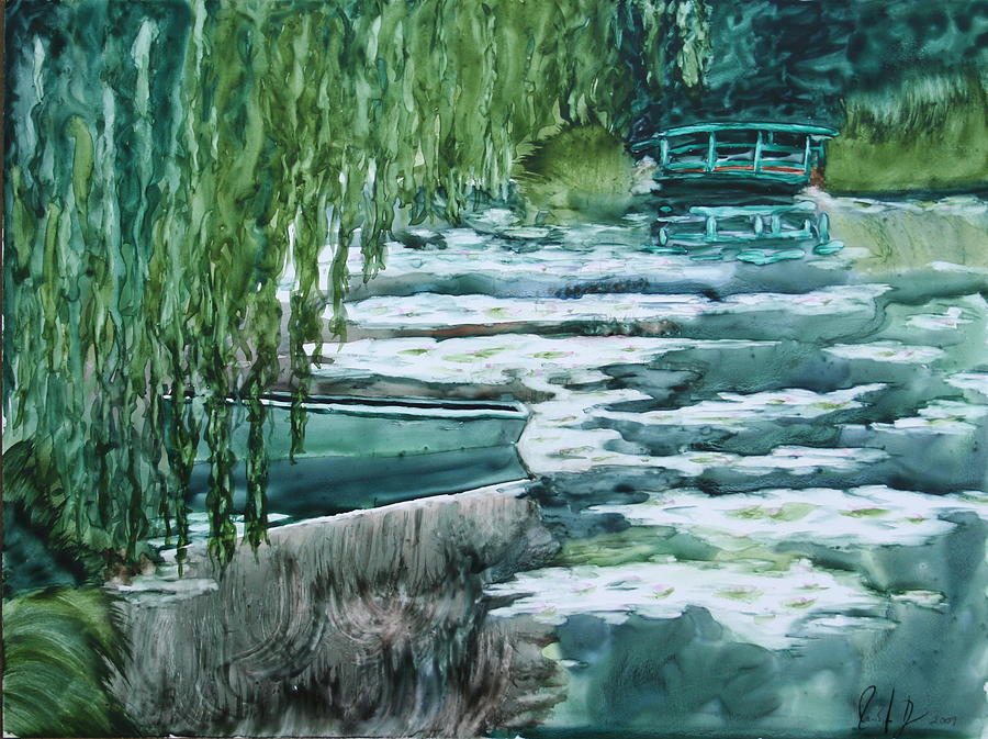 Reflections of Monets Pond Painting by Monika Degan