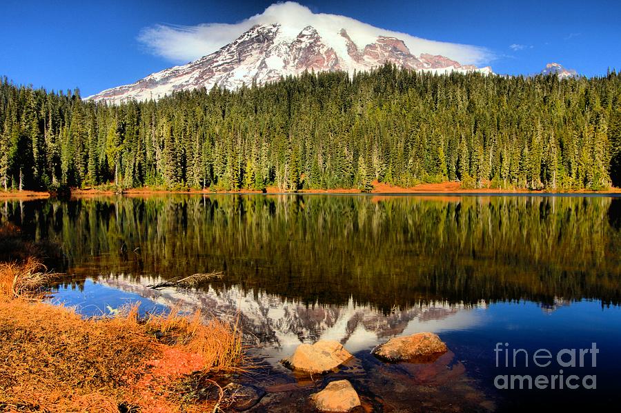 Reflections Of Mt Rainier Photograph by Adam Jewell