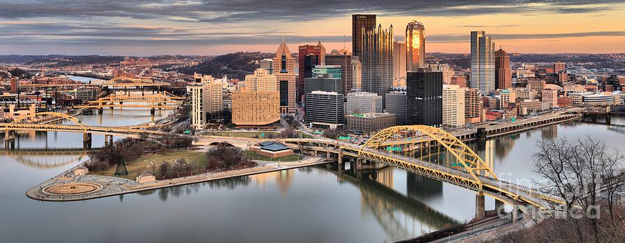 Reflections Of Pittsburgh Panorama Photograph by Adam Jewell