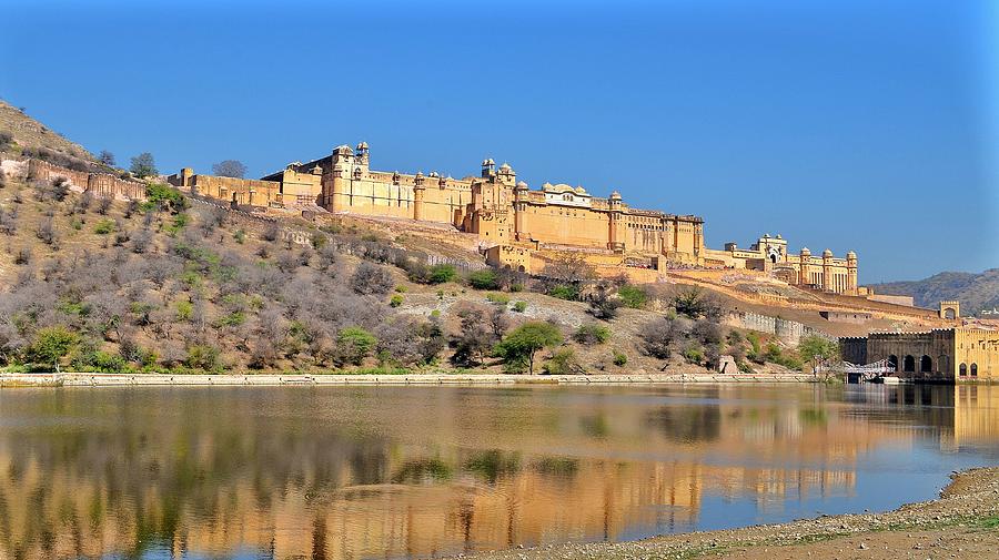 Reflections of the Amber Fort - Jaipur India Photograph by Kim Bemis