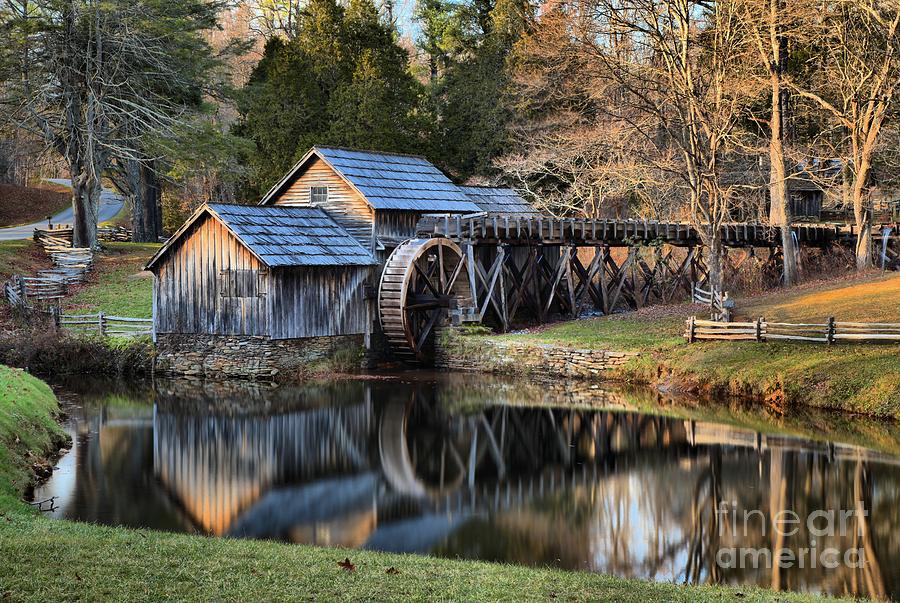 Reflections Of The Mabry Grist Mill Photograph by Adam Jewell