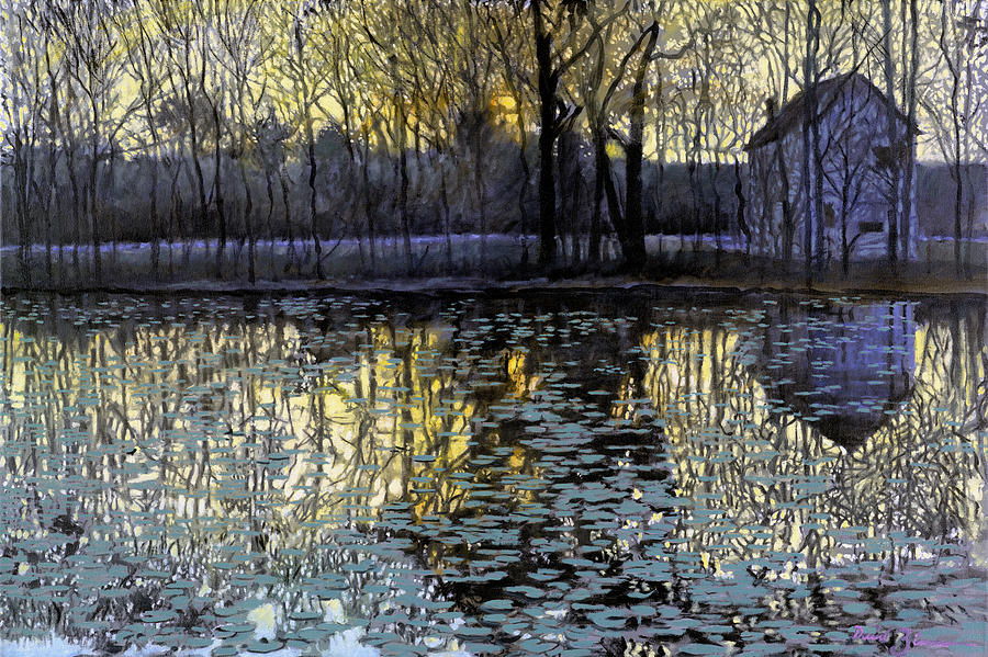 Water Lilies Painting - Reflections of Twilight by David Zimmerman