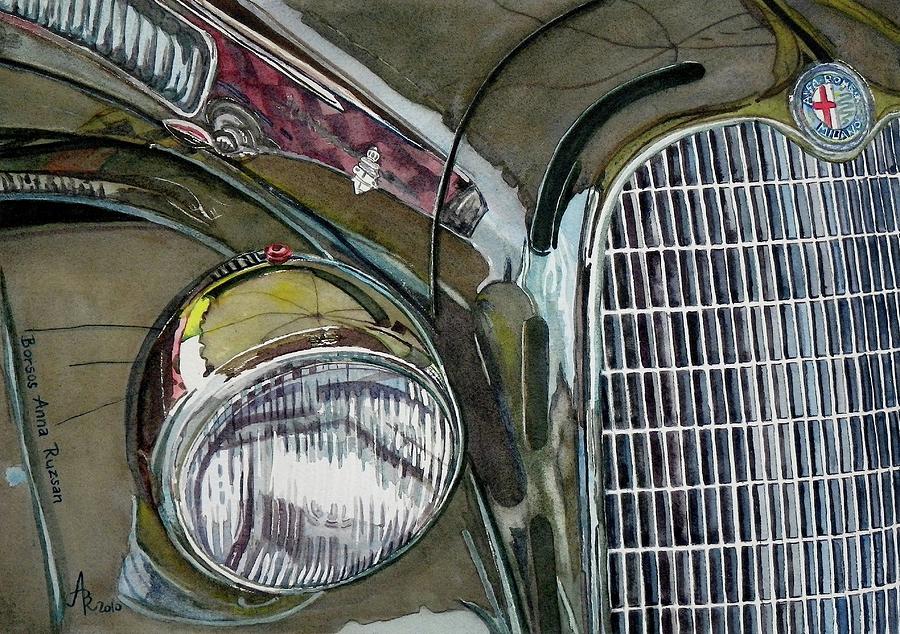 Reflections on 1931 Alfa Romeo Milano Painting by Anna Ruzsan