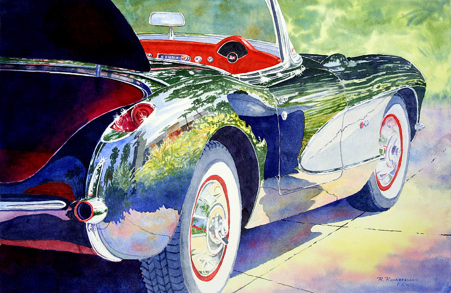 Reflections on a Corvette Painting by Roger Rockefeller