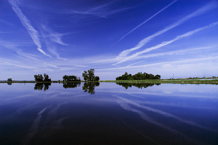 Farm Photograph - Reflections on a Rice Field by Robert Woodward