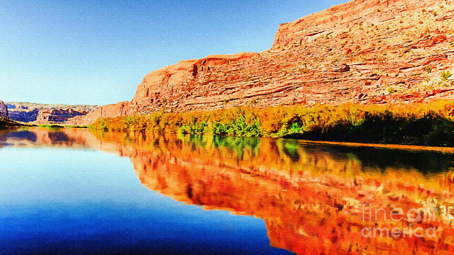 Nature Painting - Reflections on the Colorado River by Bob and Nadine Johnston