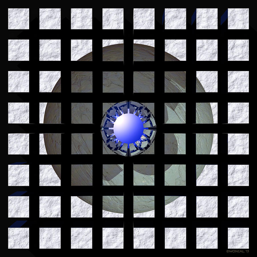 Ball Digital Art - Reflective Ball On Concrete Grid by Walter Neal
