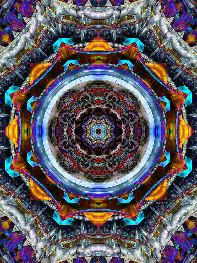 Reflective Fractal Mandala Digital Art by Phil Perkins