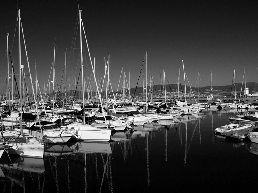 Black And White Photograph - Reflective marina by David Otter
