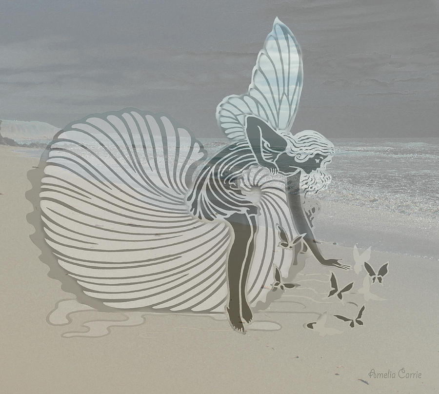 Angel with Butterflies Digital Art by Amelia Carrie