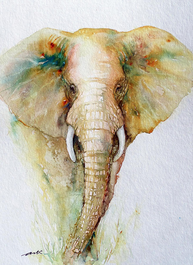 Regal Gold Elephant Painting by Arti Chauhan