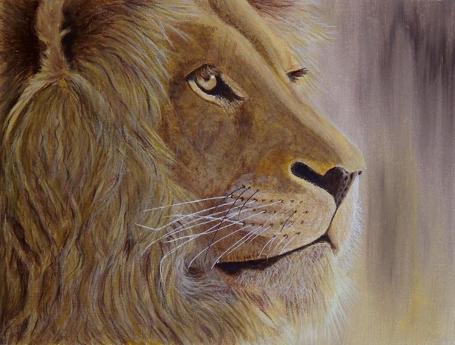 Wildlife Painting - Regal Lion 2 by Connie Campbell Rosenthal