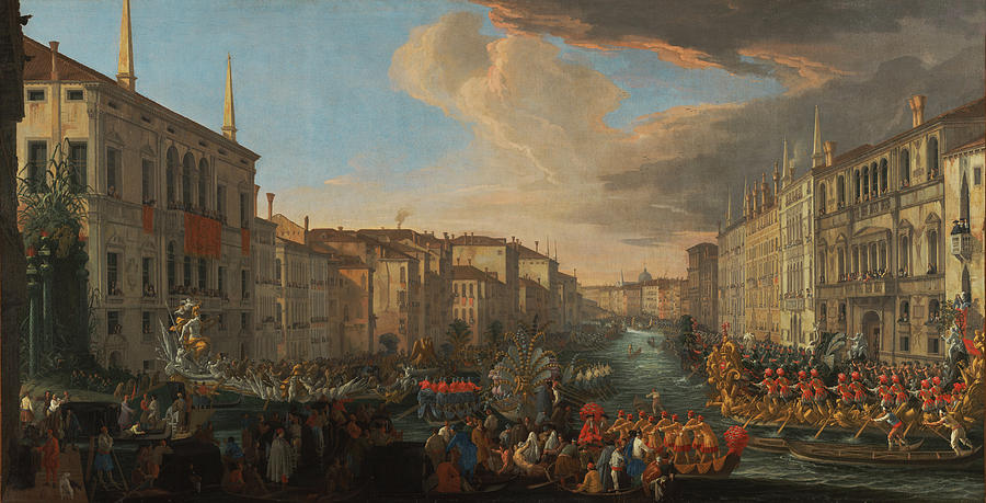 Regatta on the Grand Canal in Honor of Frederick IV King of Denmark Painting by Luca Carlevarijs