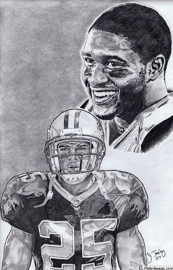 New Orleans Drawing - Reggie Bush by Jonathan Tooley