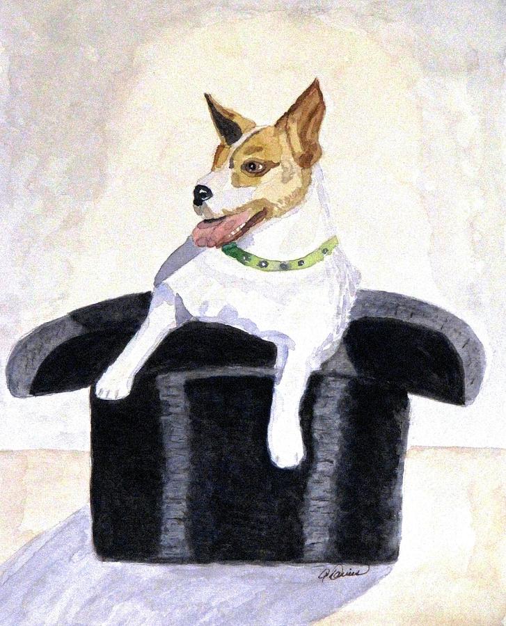 Reggie in a Top Hat  Painting by Angela Davies