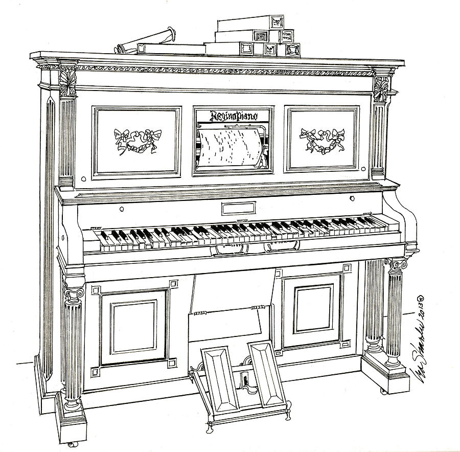 Regina Player Piano Drawing by Ira Shander