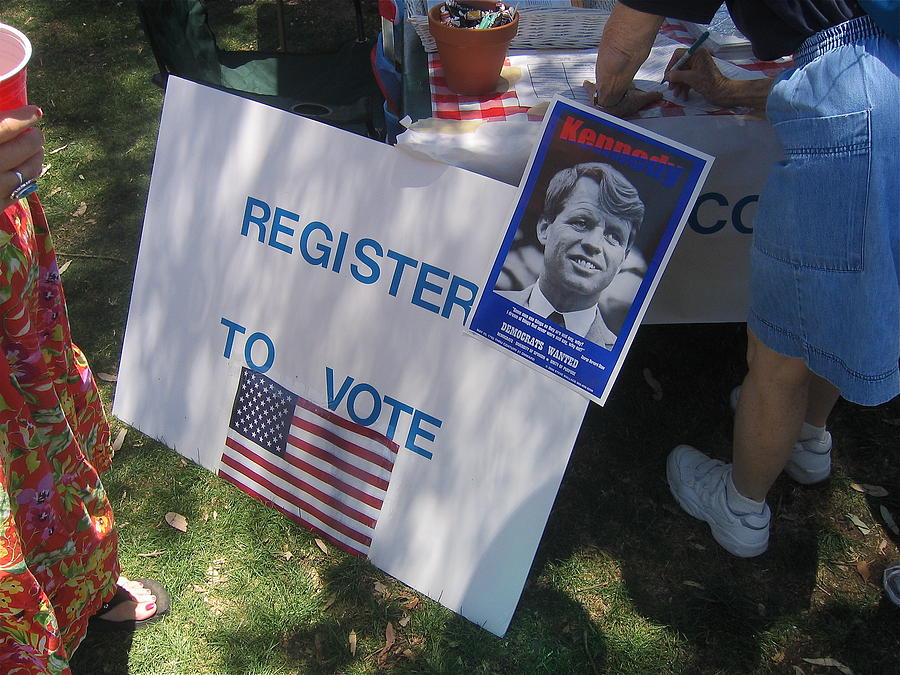 Register to vote Bobby Kennedy poster Sylver Short hand Peart Park Casa Grande Arizona 2004 Photograph by David Lee Guss