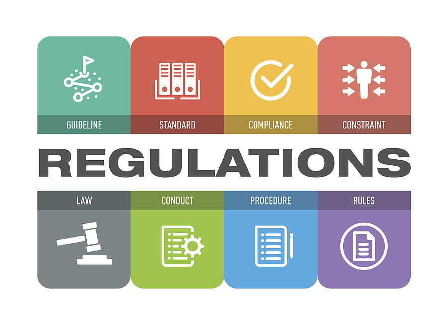 Regulations Icon Set Drawing by Cnythzl