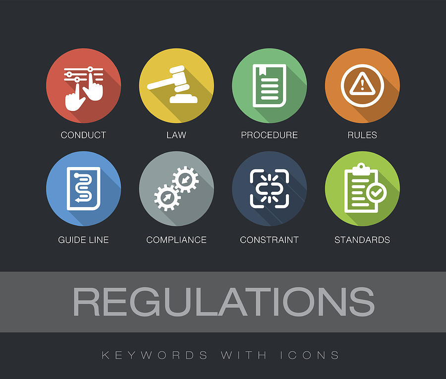 Regulations keywords with icons Drawing by Enis Aksoy