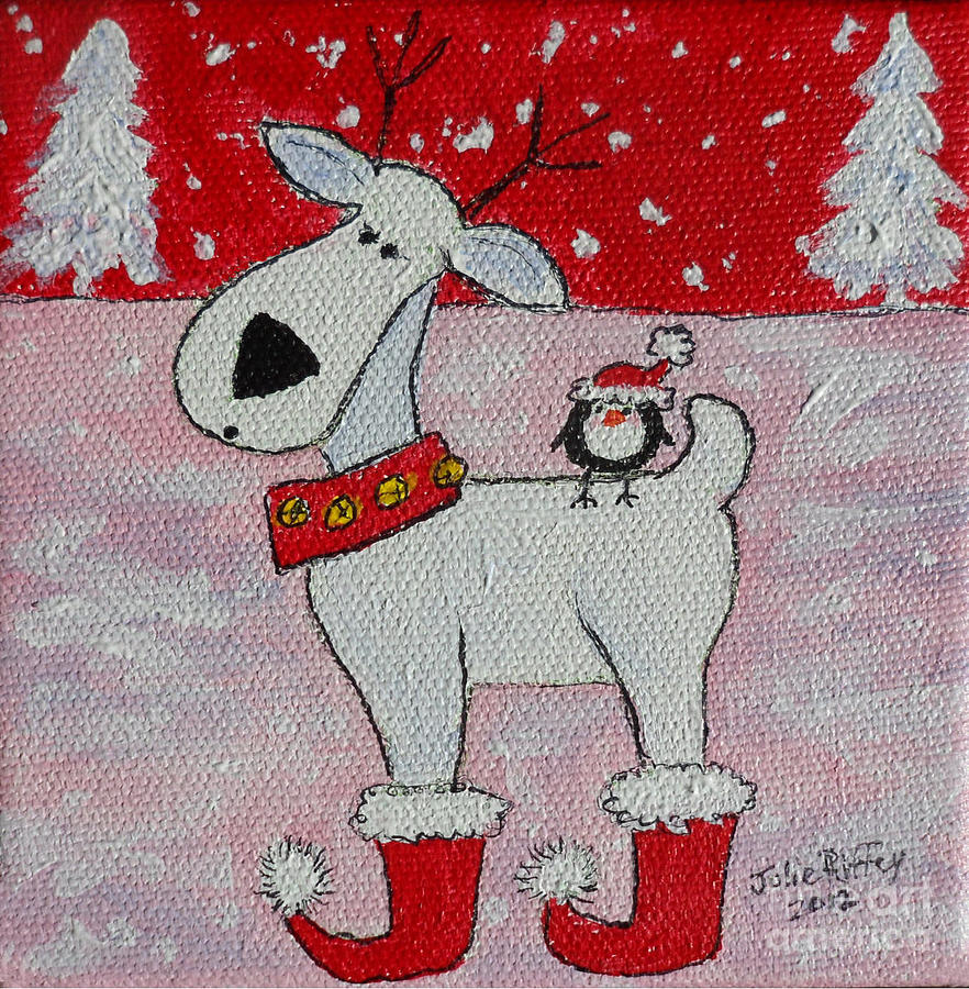 Reindeer Booties Painting by Julie Brugh Riffey