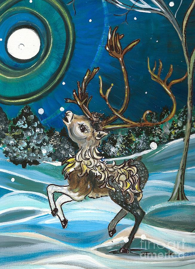 Reindeer Chasing Snowflakes I Painting