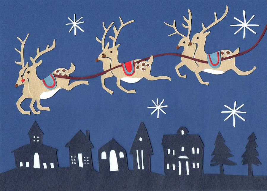 Christmas Painting - Reindeer by Isobel Barber