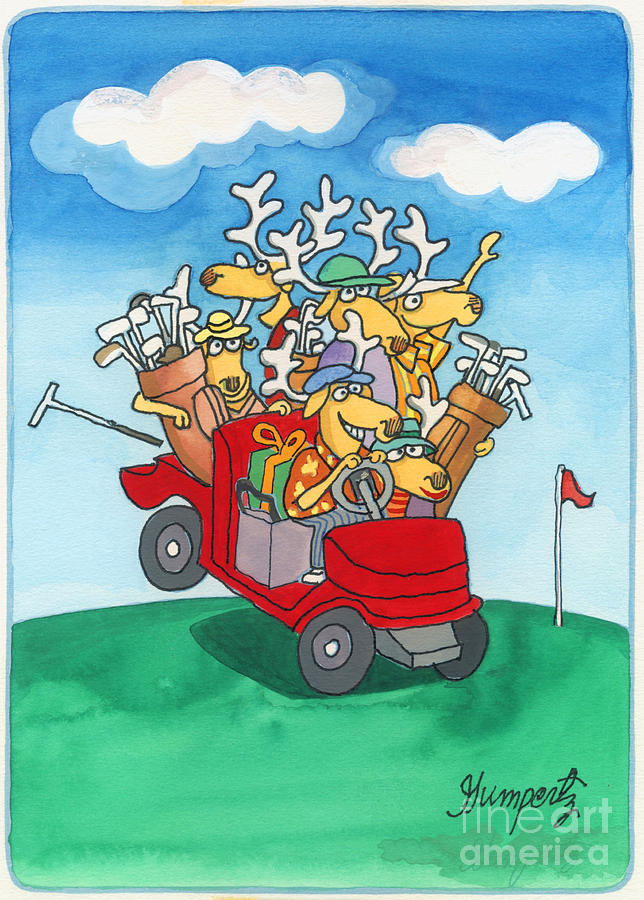 Reindeer play golf Mixed Media by Robert Gumpertz - Fine Art America