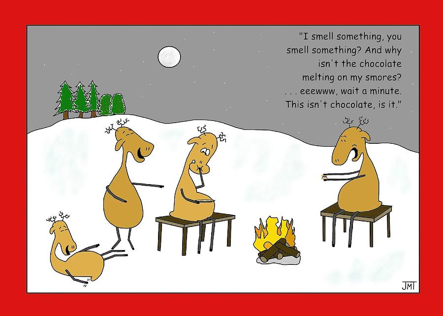 Christmas Digital Art - Reindeer Smores Christmas Card by Manly Thweatt