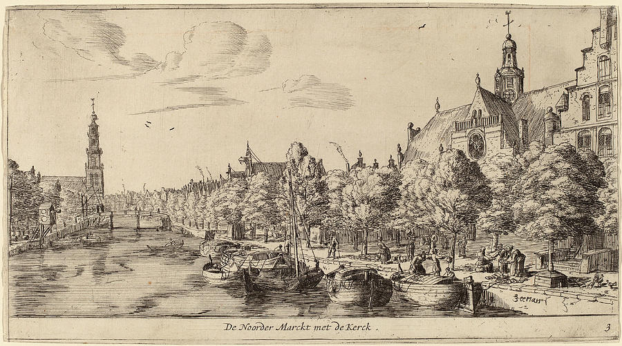 Reinier Drawing - Reinier Zeeman Dutch, 1624 - 1664, Noordenmarkt by Quint Lox