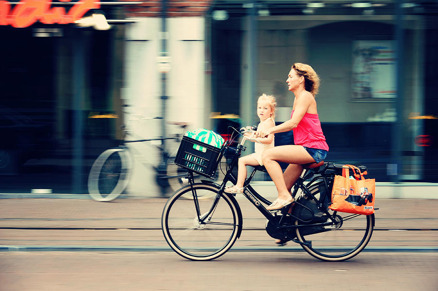 Rejecting The Automobile. Sporty Mum And Sporty Me. Amsterdam Photograph