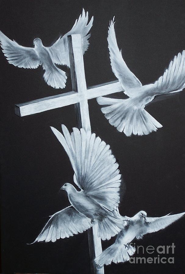 Dove Drawing - Rejoice by Laneea Tolley