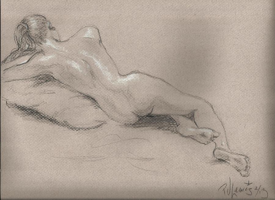 Relaxed Nude Drawing by PJ Lewis
