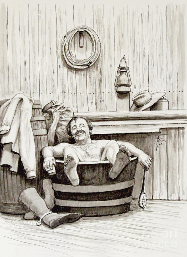 Boot Drawing - Relaxing Bath - 1890s by Art By - Ti   Tolpo Bader